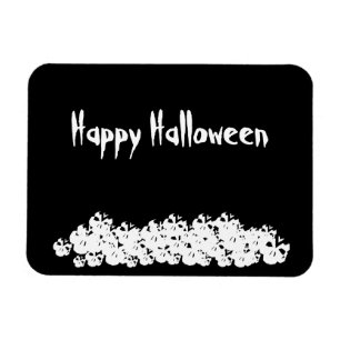 Halloween black white skulls pile custom magnet