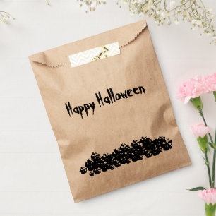 Halloween black white skulls pile spooky favour bag