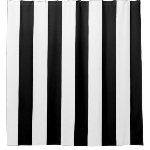 halloween black white vertical stripes shower curtain