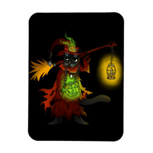 Halloween Black Witch Cat Magnet