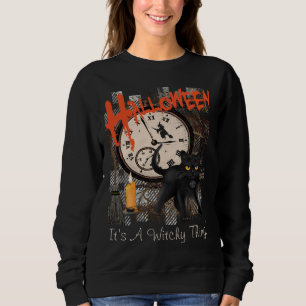 HALLOWEEN BLACK WITCHES CAT WOMEN'S SWEATSHIRT