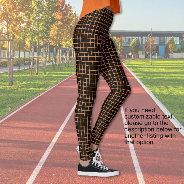 Halloween - Black with orange netting - NO TEXT Leggings (Halloween - Black with orange netting - NO TEXT Leggings)