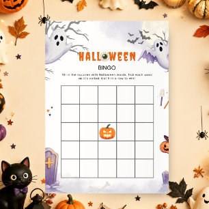 Halloween Blank Bingo Game   Spooky Party Activity Invitation