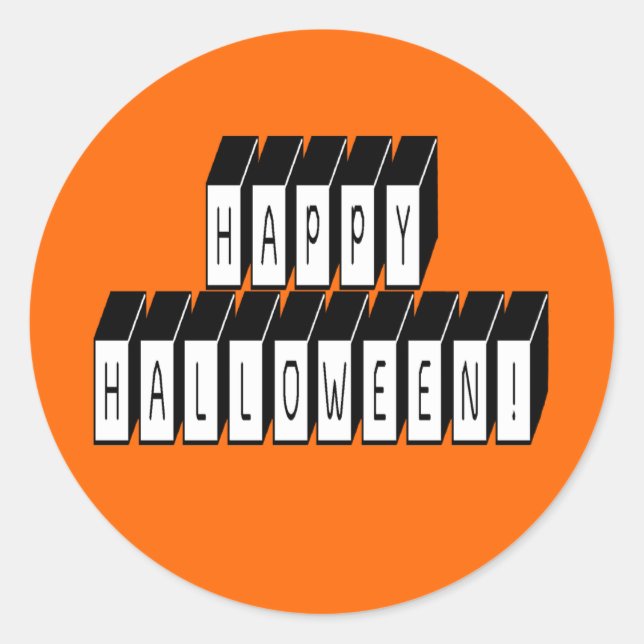 Halloween Block Text Classic Round Sticker (Front)