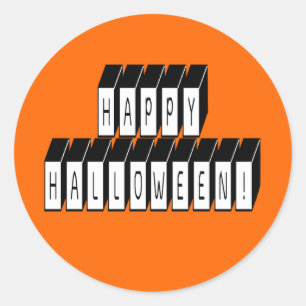 Halloween Block Text Classic Round Sticker