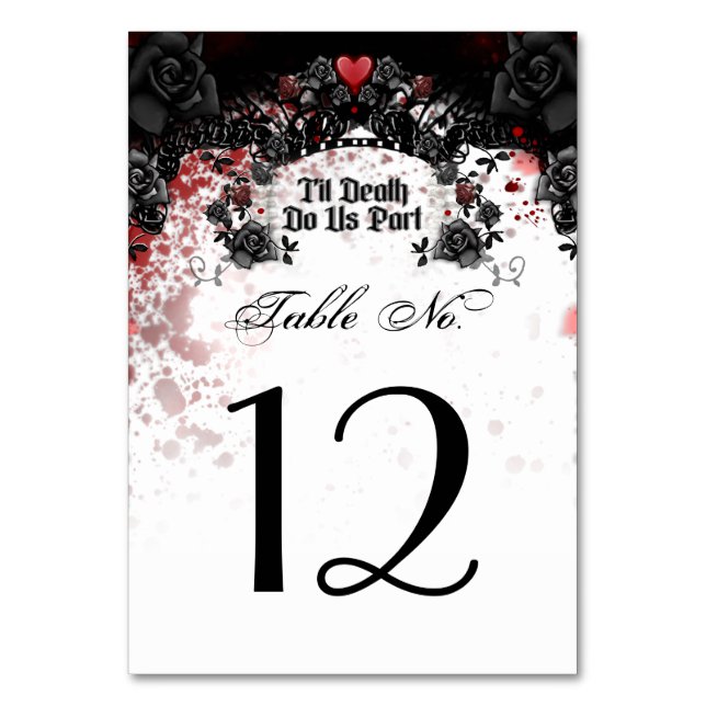 Halloween Blood Splatter Wedding Table Number (Front)