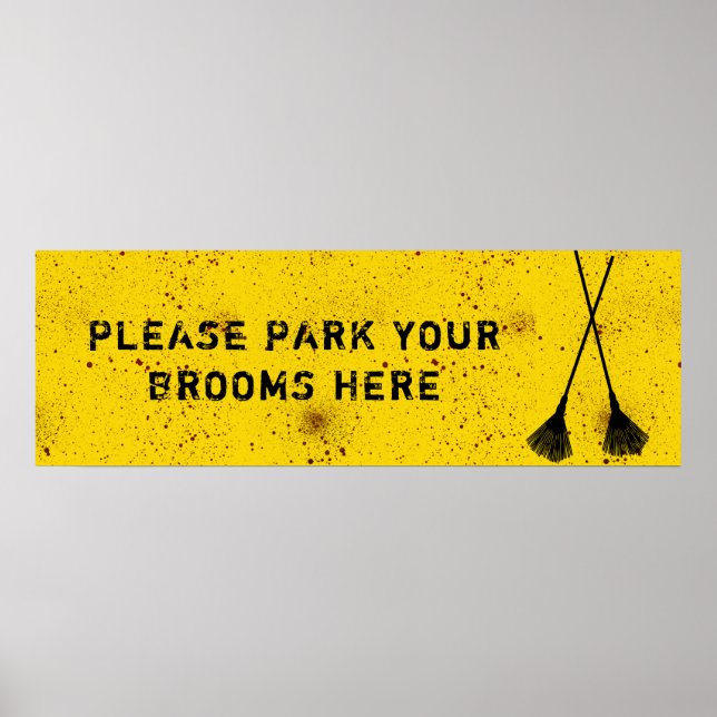 Halloween Blood Splattered Broom Parking Poster (Front)