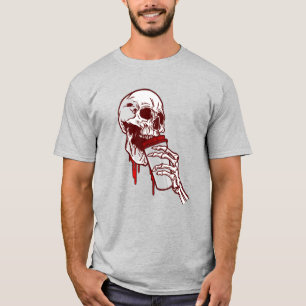 halloween bloody coffee drinking skull T-Shirt