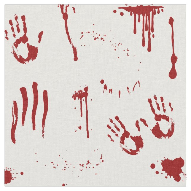 Halloween Bloody Handprints and Blood Splatter Fabric (Close Up)