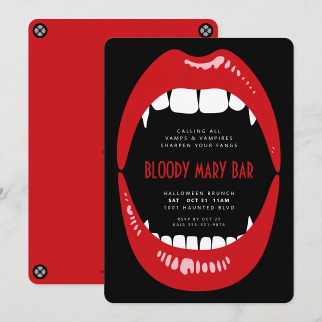 Halloween Bloody Mary Vampire Brunch Invitation (Front/Back)