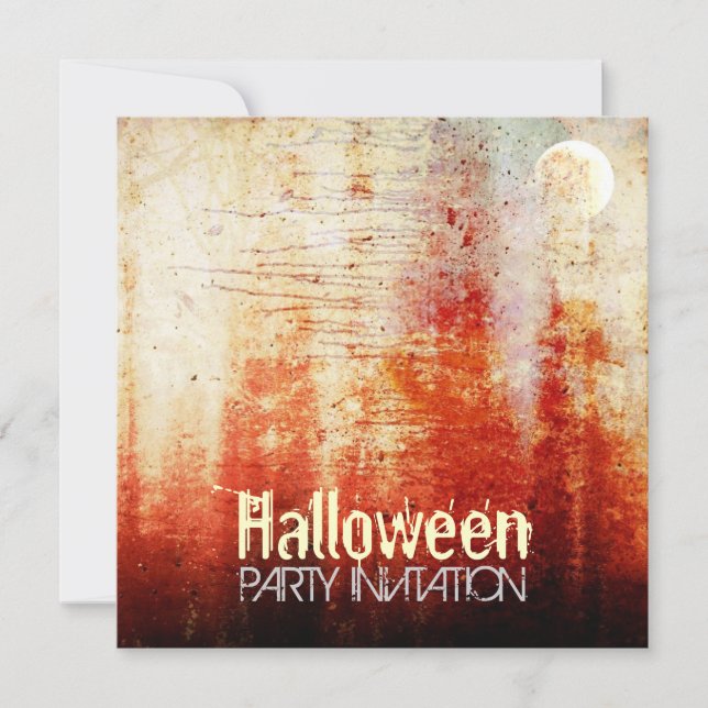 Halloween Bloody Moon Grunge Party Invitation (Front)