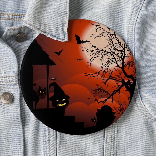 Halloween Bloody Moonlight Nightmare 6 Cm Round Badge (In Situ)