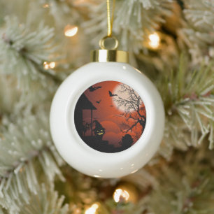 Halloween Bloody Moonlight Nightmare Ceramic Ball Christmas Ornament