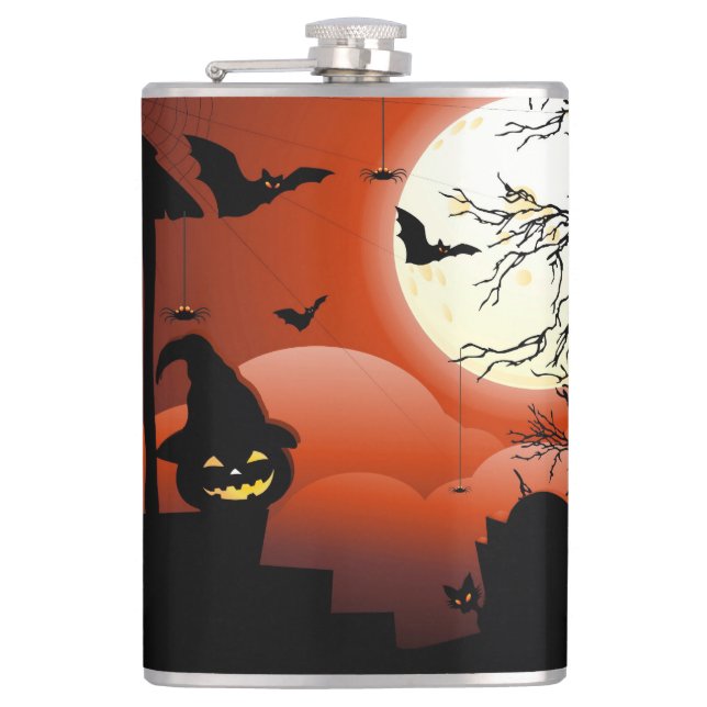 Halloween Bloody Moonlight Nightmare Hip Flask (Front)