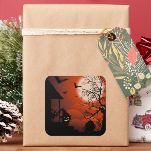 Halloween Bloody Moonlight Nightmare Square Sticker
