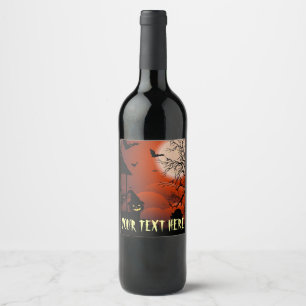 Halloween Bloody Moonlight Nightmare Wine Label