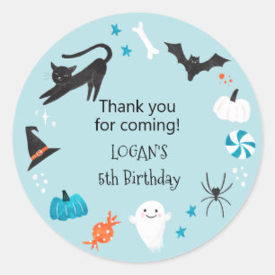 Halloween Blue Birthday Party Favour Classic Round Sticker
