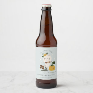 Halloween Blue Ghost Little Boo Any Age Birthday Beer Bottle Label