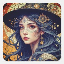 Halloween Blue-haired Tattooed Witch