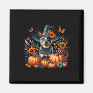 Halloween Blue Heeler Dog Pumpkin Autumn Season Fl Magnet