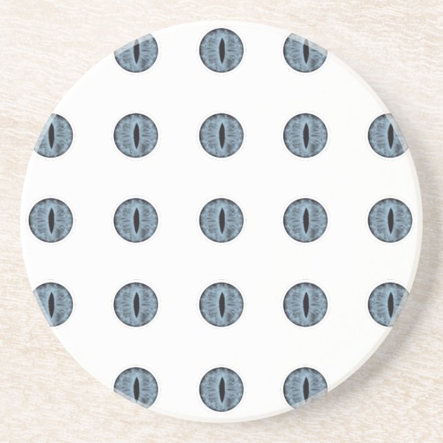 Halloween Blue Polka Dot Eyes Coaster (Front)