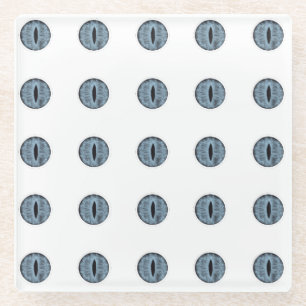 Halloween Blue Polka Dot Eyes Glass Coaster