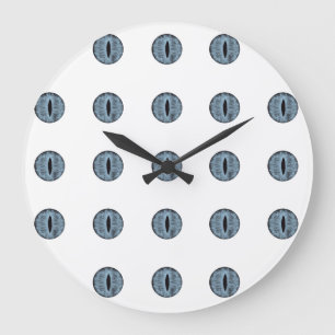 Halloween Blue Polka Dot Eyes Large Clock