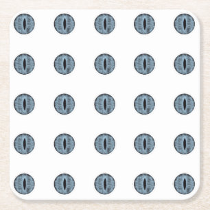 Halloween Blue Polka Dot Eyes Square Paper Coaster
