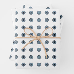Halloween Blue Polka Dot Eyes Wrapping Paper Sheet