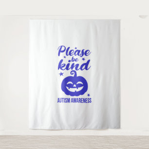 Halloween Blue Pumpkin Autisim Awareness Tapestry
