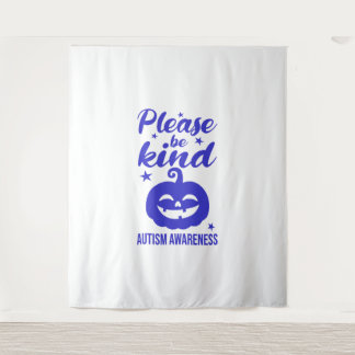 Halloween Blue Pumpkin Autisim Awareness Tapestry