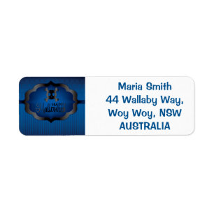 Halloween blue skull return address label