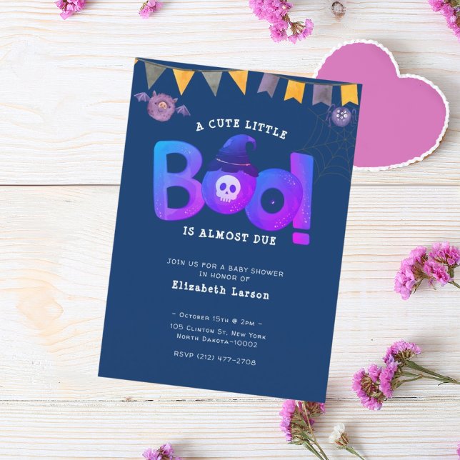 Halloween Blue Themed Baby Shower Cute Party Invitation (Creator Uploaded)