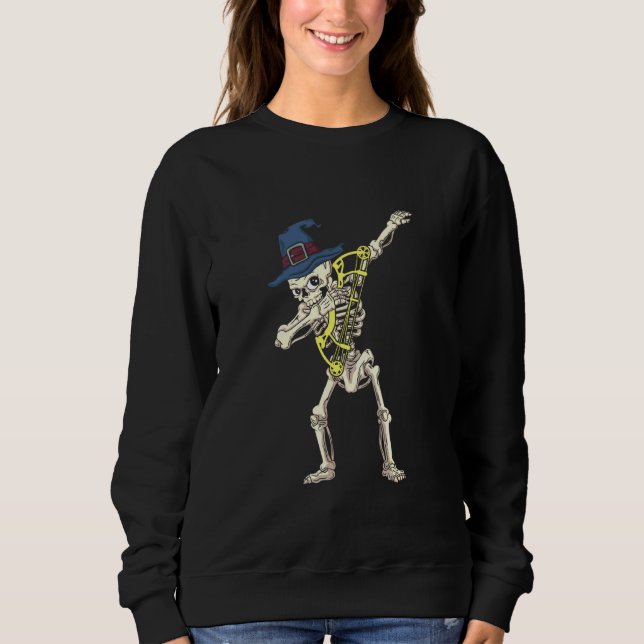 Halloween Blue Witch Hat Skeleton Archery Dabbing  Sweatshirt (Front)
