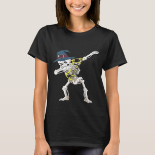 Halloween Blue Witch Hat Skeleton Archery Dabbing T-Shirt