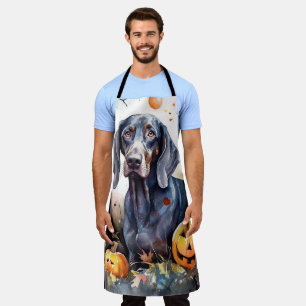 Halloween Bluetick Coonhound With Pumpkins Scary   Apron
