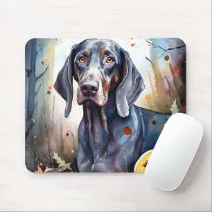 Halloween Bluetick Coonhound With Pumpkins Scary Mouse Pad
