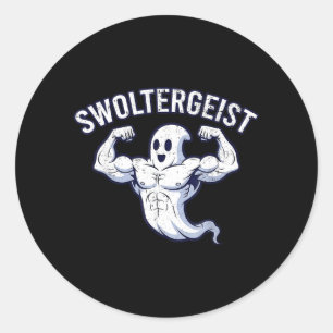 Halloween Bodybuilding Ghost Funny Swoltergeist Classic Round Sticker