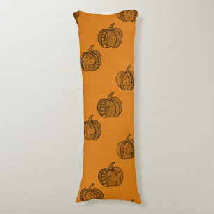 Halloween boho Zentangle ® inspired pumpkin Autumn Body Cushion