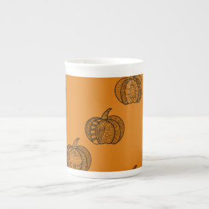 Halloween boho Zentangle ® inspired pumpkin Autumn Bone China Mug