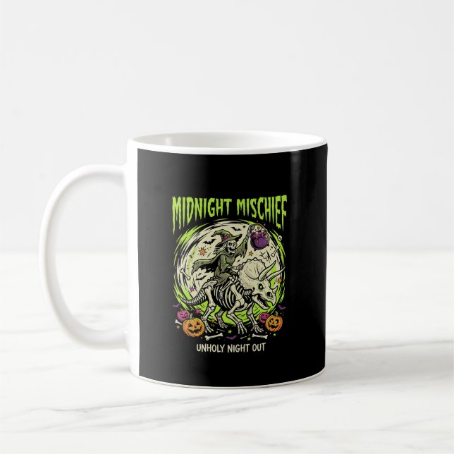 Halloween Bone Rider Mischief Coffee Mug (Left)