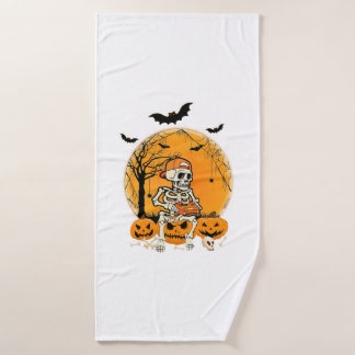Halloween BonePumpkin Bath Towel