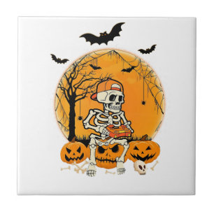 Halloween BonePumpkin Ceramic Tile