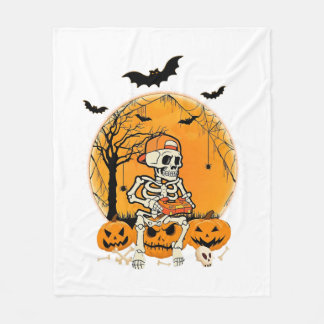 Halloween BonePumpkin Fleece Blanket