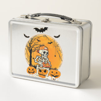 Halloween BonePumpkin Metal Lunch Box