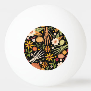 Halloween bones, floral seamless pattern. ping pong ball