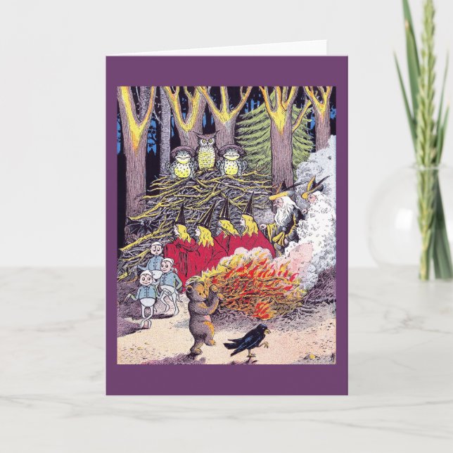 Halloween Bonfire with Bear and Brownies Card (Front)