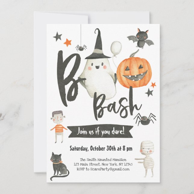 Halloween Boo Bash Invitation-Costume Party-Spooky Invitation (Front)
