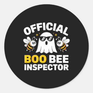 Halloween boo bee inspector funny costume men classic round sticker