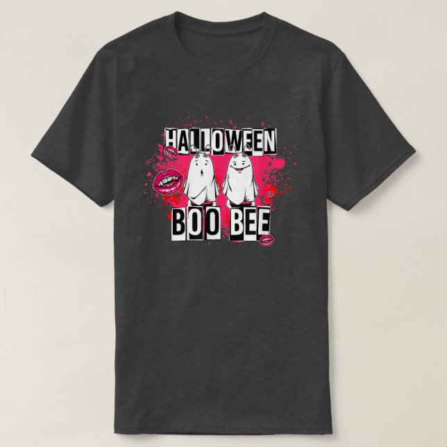 Halloween Boo Bees Funny Couples Ghost Spooky Seas T-Shirt (Design Front)